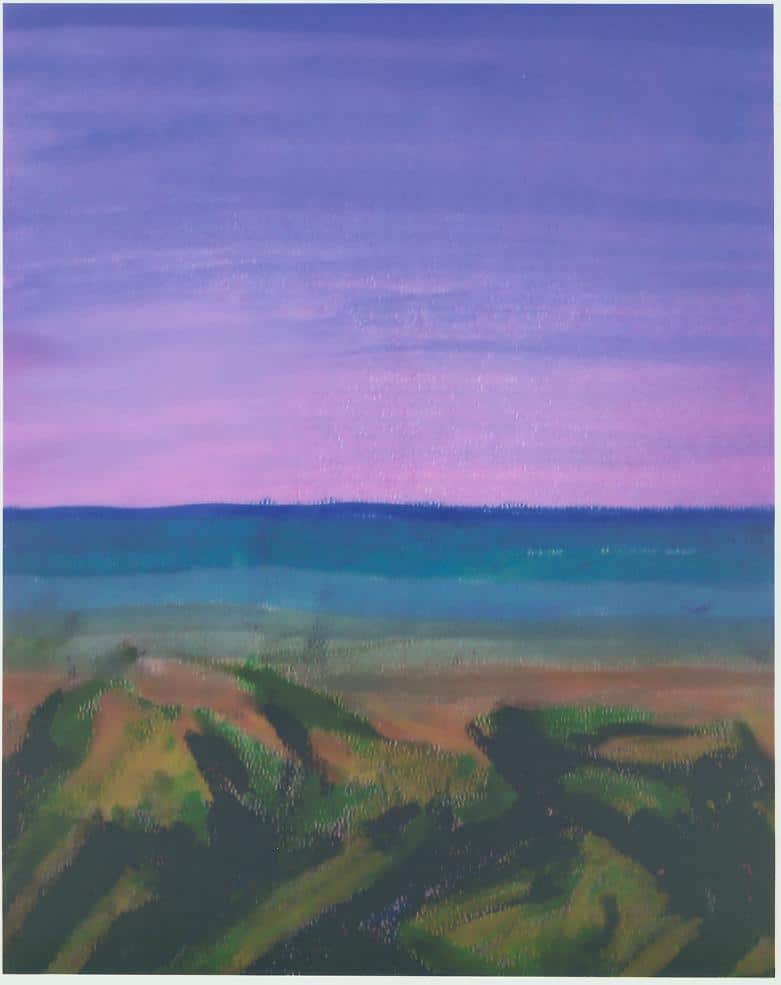 Waimanalo Bay Colorful landscape painting with purple sky - Elements of DBT